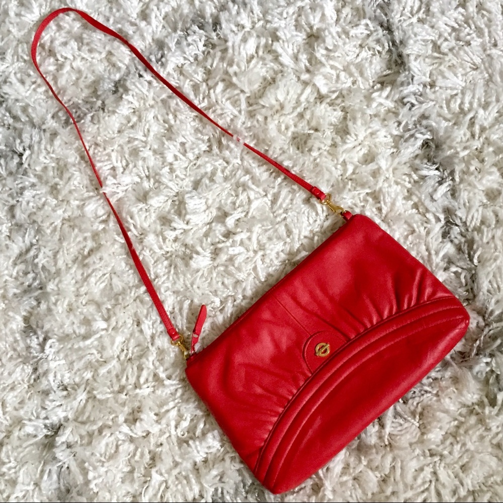 Vintage Red Clutch with Shoulder Strap